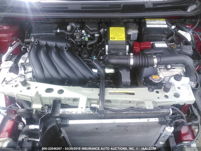3N1CE2CP1FL386607 - 2015 NISSAN VERSA NOTE S/S PLUS/SV/SL/SR RED photo 10