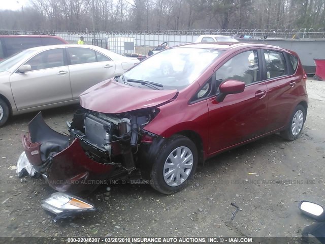 3N1CE2CP1FL386607 - 2015 NISSAN VERSA NOTE S/S PLUS/SV/SL/SR RED photo 2
