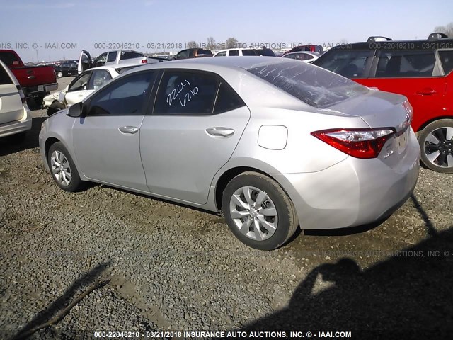 5YFBURHE5FP335545 - 2015 TOYOTA COROLLA L/LE/LE PLS/PRM/S/S PLS SILVER photo 3