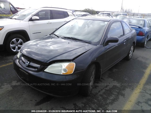 1HGEM22012L072749 - 2002 HONDA CIVIC EX BLACK photo 2