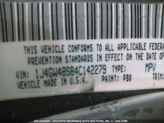 1J4GW48S84C142279 - 2004 JEEP GRAND CHEROKEE LAREDO/COLUMBIA/FREEDOM 蓝色 照片 9