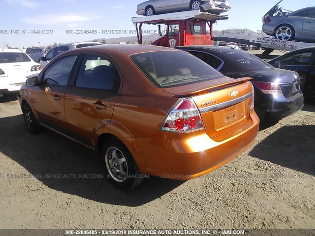 KL1TD56607B063261 - 2007 CHEVROLET AVEO LS ORANGE photo 3