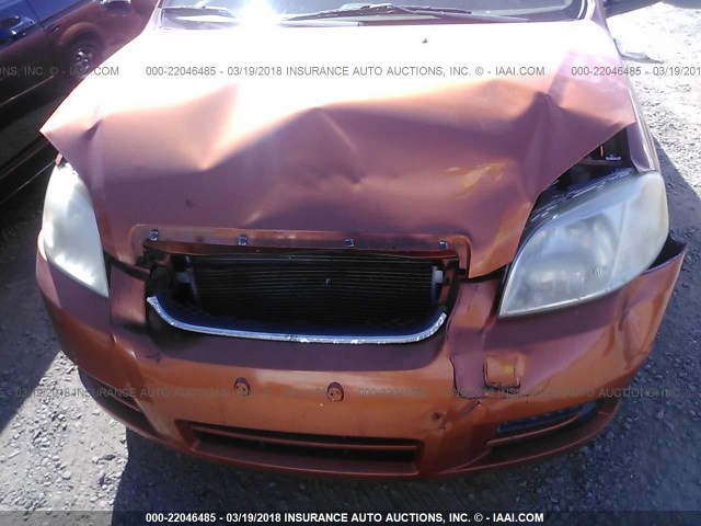 KL1TD56607B063261 - 2007 CHEVROLET AVEO LS ORANGE photo 6