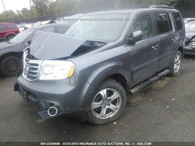 5FNYF4H77DB001602 - 2013 HONDA PILOT EXLN GRAY photo 2