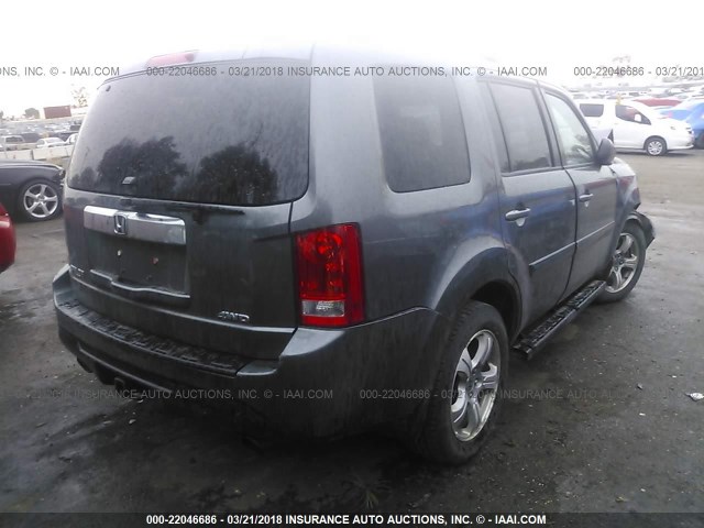 5FNYF4H77DB001602 - 2013 HONDA PILOT EXLN GRAY photo 4