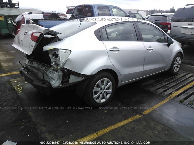 KNADM4A35E6326819 - 2014 KIA RIO LX SILVER photo 4