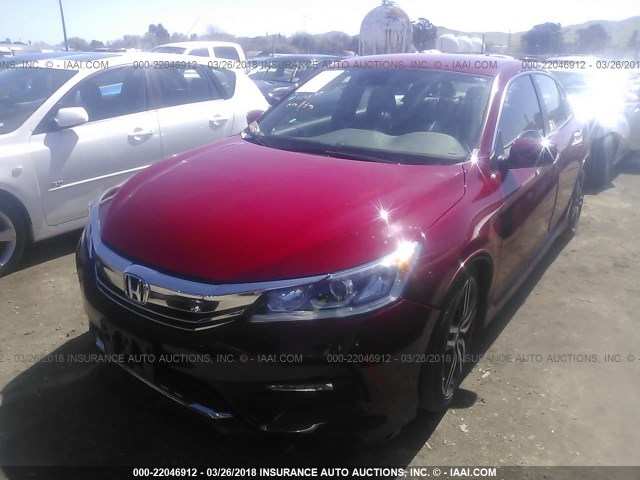 1HGCR2F61GA245776 - 2016 HONDA ACCORD SPORT წითელი ფოტო 2