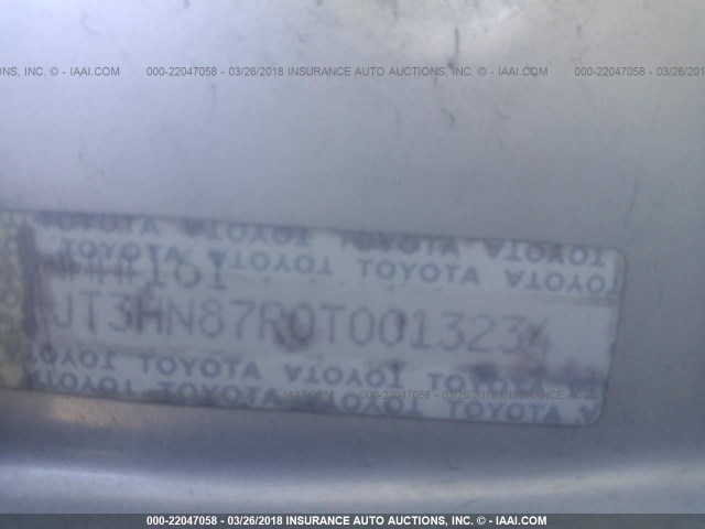 JT3HN87R0T0013234 - 1996 TOYOTA 4RUNNER LIMITED SILVER photo 9