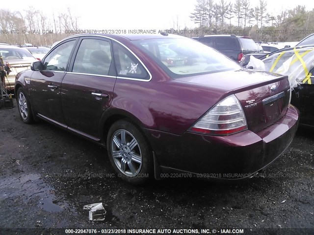 1FAHP25W78G177046 - 2008 FORD TAURUS LIMITED MAROON photo 3