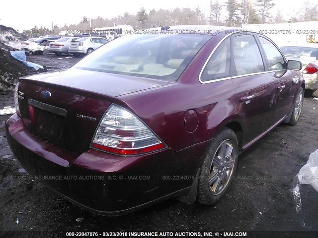 1FAHP25W78G177046 - 2008 FORD TAURUS LIMITED MAROON photo 4