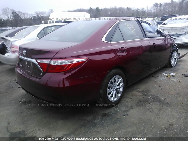 4T1BF1FK4GU606728 - 2016 TOYOTA CAMRY LE/XLE/SE/XSE RED photo 4