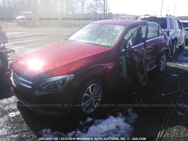 55SWF4KB4GU171844 - 2016 MERCEDES-BENZ C 300 4MATIC RED photo 2