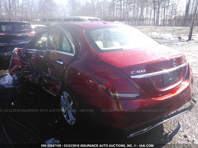 55SWF4KB4GU171844 - 2016 MERCEDES-BENZ C 300 4MATIC RED photo 3