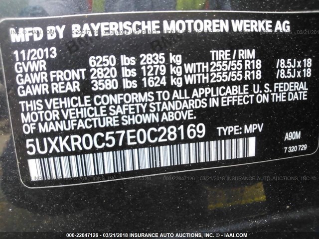 5UXKR0C57E0C28169 - 2014 BMW X5 XDRIVE35I BLACK photo 9