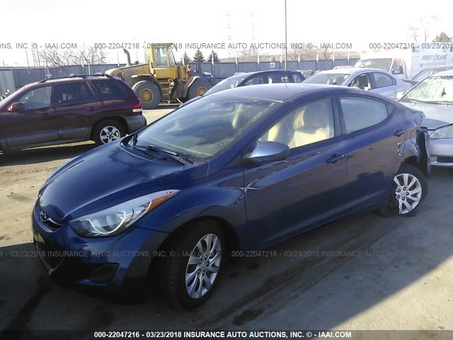 KMHDH4AE0DU499498 - 2013 HYUNDAI ELANTRA GLS/LIMITED BLUE photo 2