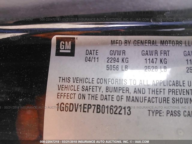 1G6DV1EP7B0162213 - 2011 CADILLAC CTS-V BLACK photo 9