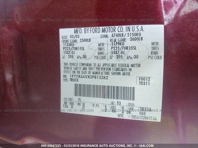 1FTYR44VX3PB13262 - 2003 FORD RANGER SUPER CAB RED photo 5
