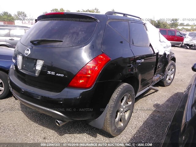 JN8AZ08W35W431671 - 2005 NISSAN MURANO SL/SE/S BLACK photo 4