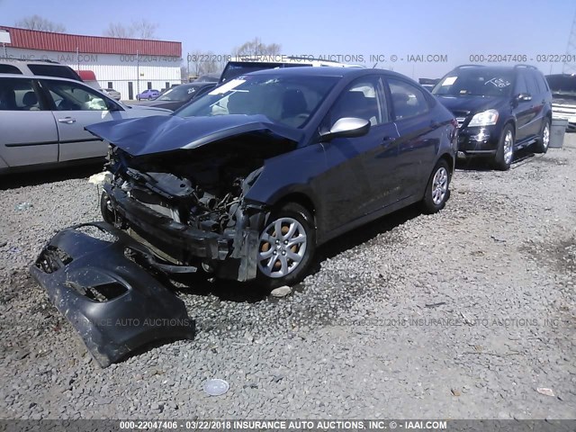 KMHCT4AE2CU183125 - 2012 HYUNDAI ACCENT GLS/GS GRAY photo 2