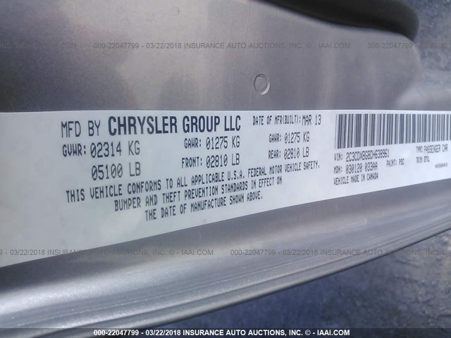 2C3CDXBG8DH638961 - 2013 DODGE CHARGER SE GRAY photo 9