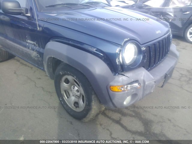 1J4GL48K64W317569 - 2004 JEEP LIBERTY SPORT BLUE photo 6