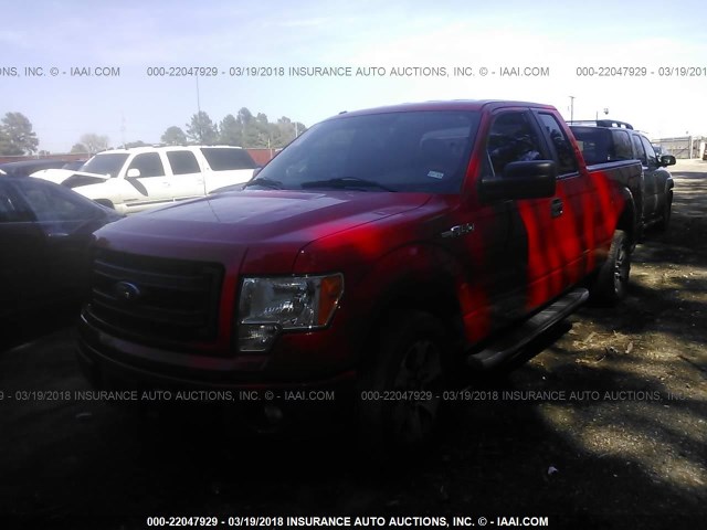 1FTFX1CF8DKF63920 - 2013 FORD F150 SUPER CAB RED photo 2