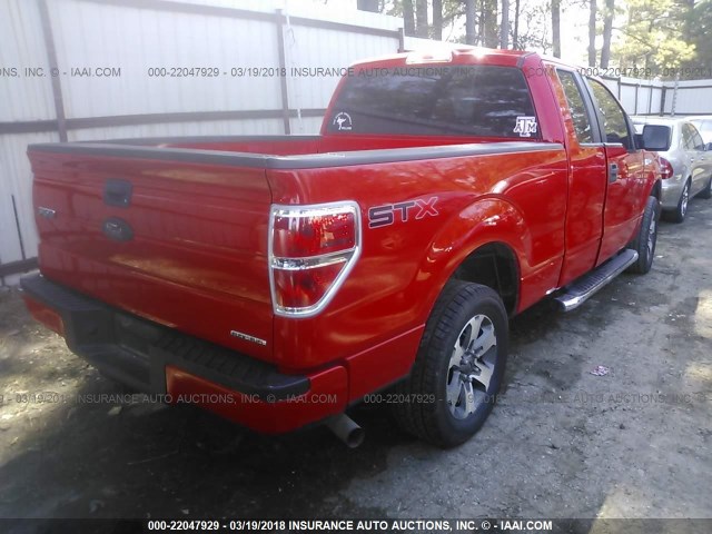 1FTFX1CF8DKF63920 - 2013 FORD F150 SUPER CAB RED photo 4