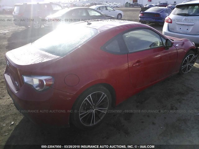 JF1ZNAA1XD1702404 - 2013 TOYOTA SCION FR-S RED photo 4