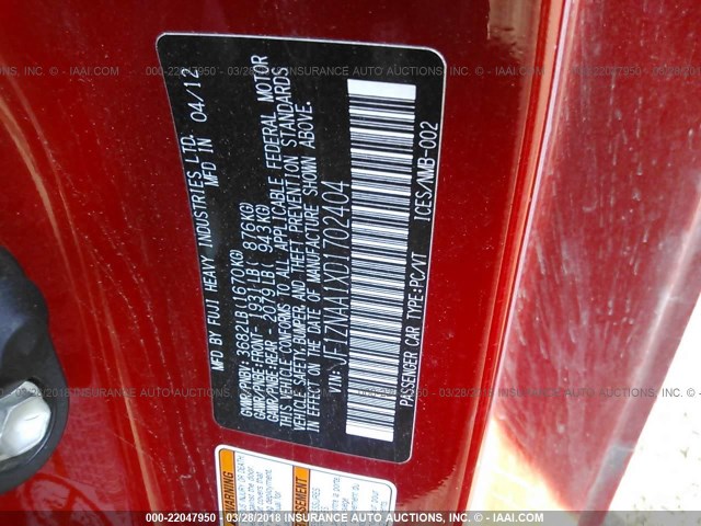 JF1ZNAA1XD1702404 - 2013 TOYOTA SCION FR-S წითელი ფოტო 9