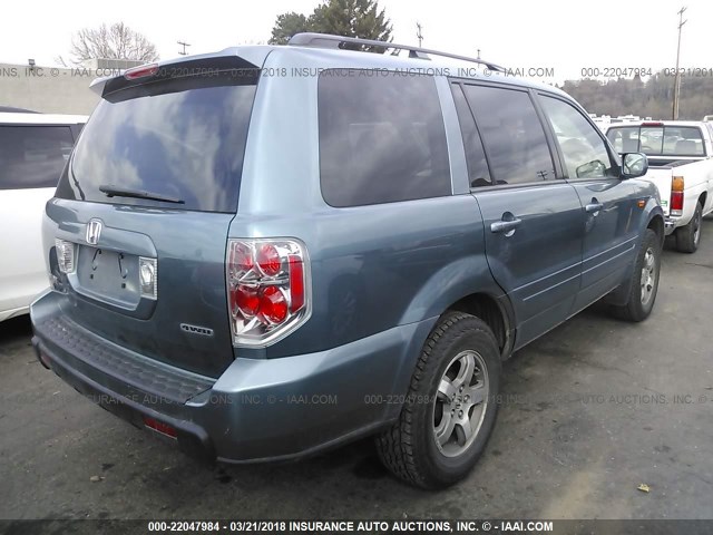 2HKYF18506H543139 - 2006 HONDA PILOT EX BLUE photo 4