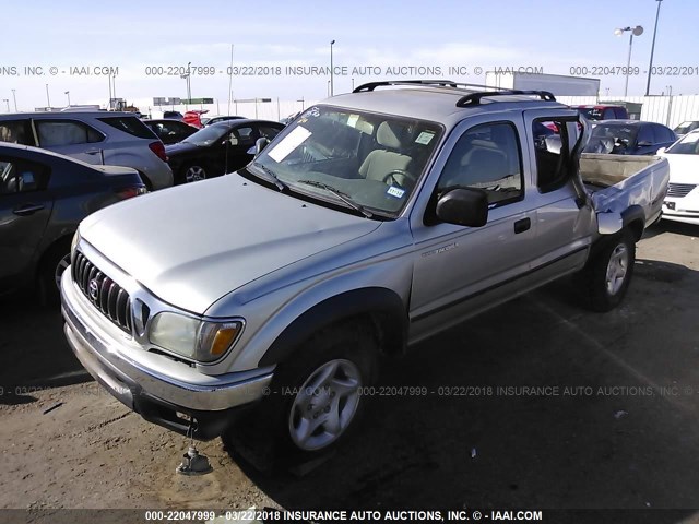 5TEHN72N54Z435978 - 2004 TOYOTA TACOMA DOUBLE CAB SILVER photo 2