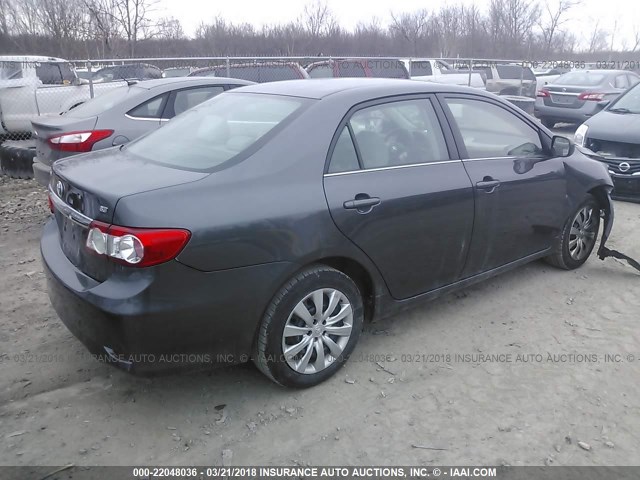 2T1BU4EE8DC033378 - 2013 TOYOTA COROLLA S/LE GRAY photo 4