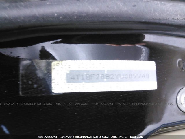 4T1BF28B2YU009940 - 2000 TOYOTA AVALON XL/XLS BLACK photo 9