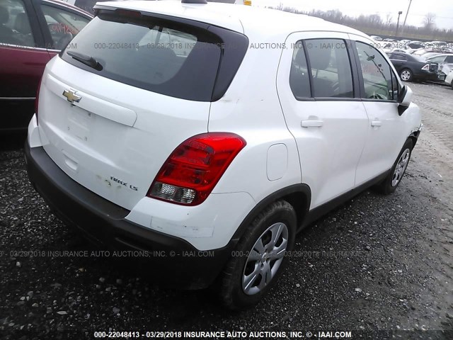 3GNCJKSB6GL131409 - 2016 CHEVROLET TRAX LS WHITE photo 4