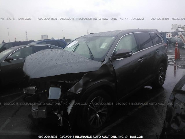 5TDZZRFH1HS213269 - 2017 TOYOTA HIGHLANDER LE/LE PLUS GRAY photo 2