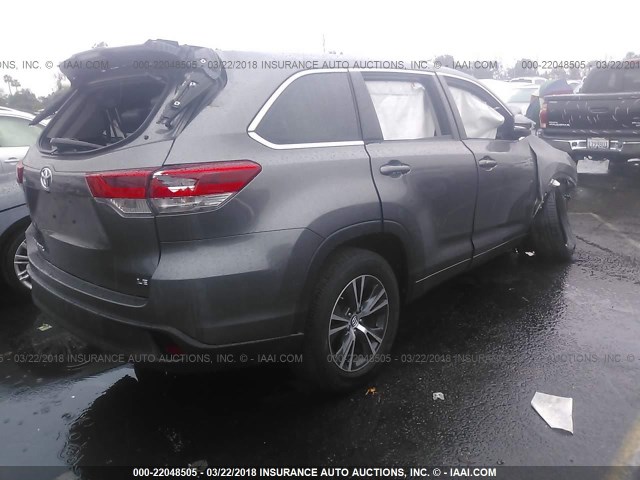 5TDZZRFH1HS213269 - 2017 TOYOTA HIGHLANDER LE/LE PLUS GRAY photo 4