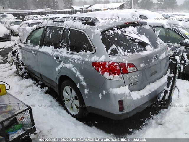 4S4BRBKC9B3353948 - 2011 SUBARU OUTBACK 2.5I LIMITED GRAY photo 3