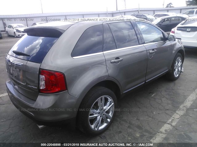 2FMDK3KC8DBC60893 - 2013 FORD EDGE LIMITED GRAY photo 4