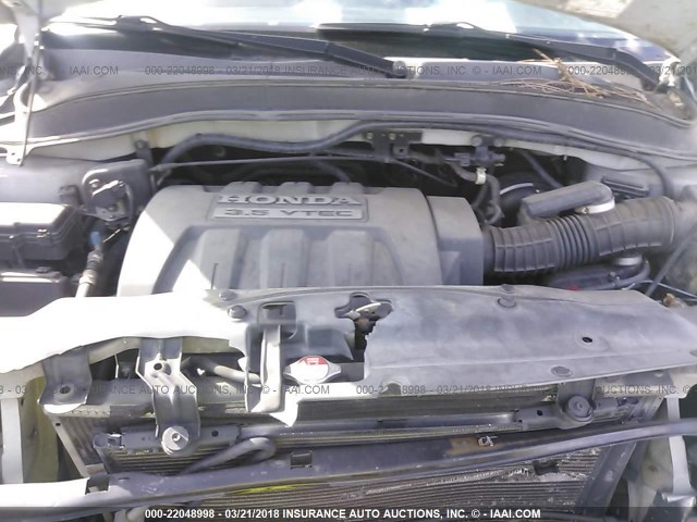 5FNYF18625B006889 - 2005 HONDA PILOT EXL SILVER photo 10