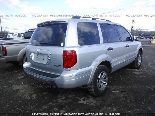 5FNYF18625B006889 - 2005 HONDA PILOT EXL SILVER photo 4