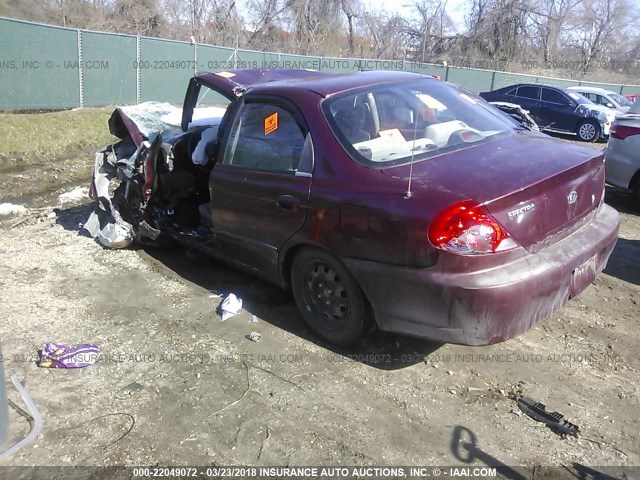 KNAFB121025172693 - 2002 KIA SPECTRA LS MAROON photo 3