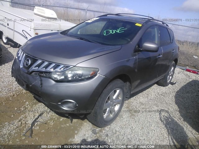 JN8AZ18W09W129041 - 2009 NISSAN MURANO S/SL/LE SILVER photo 2