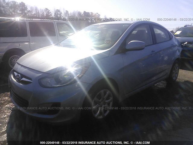 KMHCT4AE6EU638285 - 2014 HYUNDAI ACCENT GLS/GS BLUE photo 2