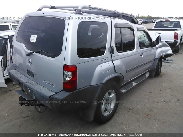 5N1ED28T44C666606 - 2004 NISSAN XTERRA XE/SE SILVER photo 4