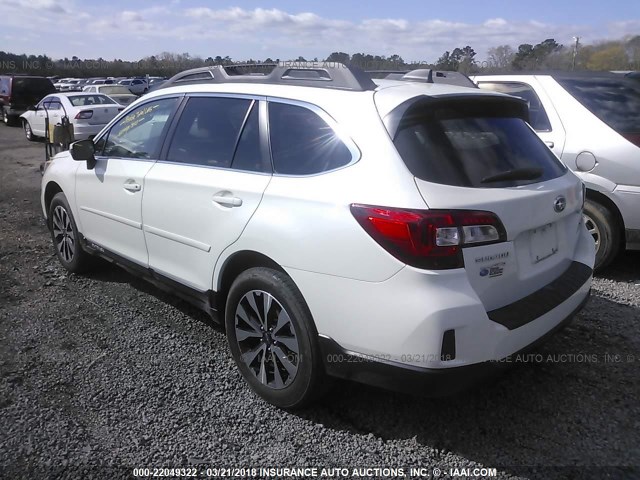 4S4BSAKCXH3284159 - 2017 SUBARU OUTBACK 2.5I LIMITED WHITE photo 3