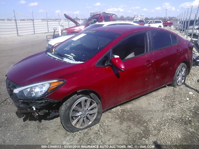 KNAFX4A64E5140057 - 2014 KIA FORTE LX RED photo 2