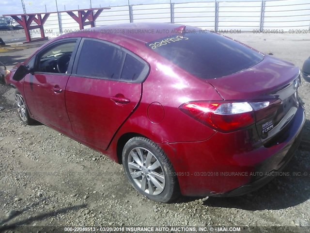 KNAFX4A64E5140057 - 2014 KIA FORTE LX RED photo 3