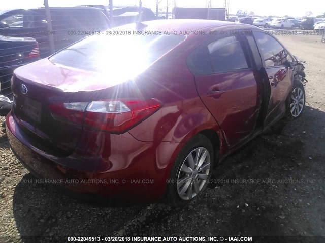 KNAFX4A64E5140057 - 2014 KIA FORTE LX RED photo 4