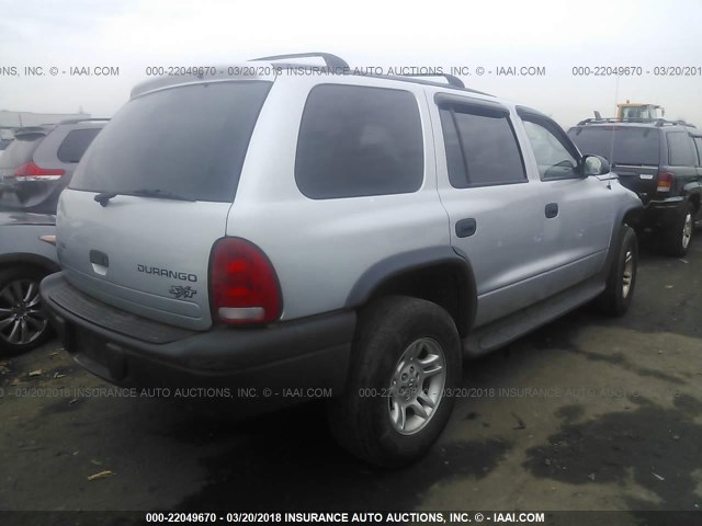 1D4HS38N23F533017 - 2003 DODGE DURANGO SPORT SILVER photo 4