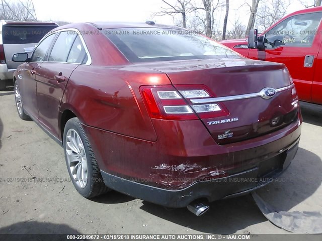 1FAHP2F85EG179986 - 2014 FORD TAURUS LIMITED RED photo 3